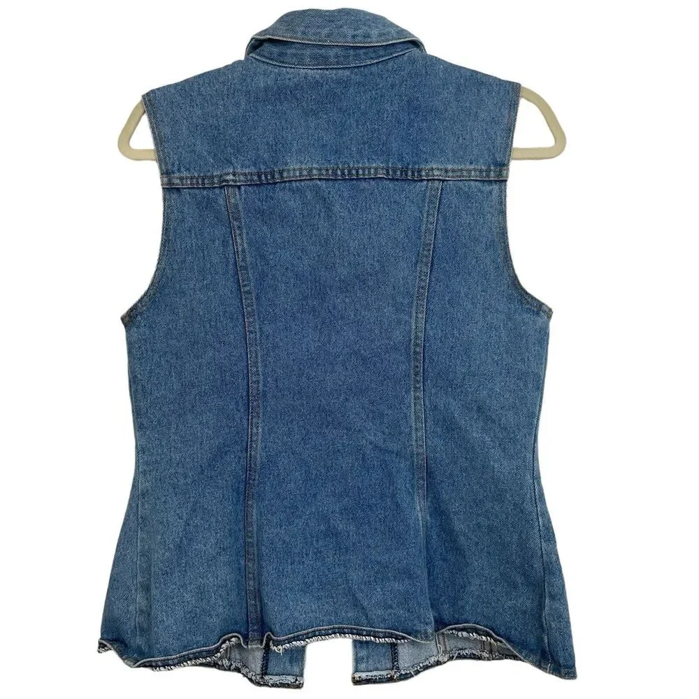 Painted Pony Denim Skirt Vest Set Womens S Aztec Southwestern Western Outfit VTG